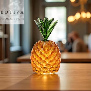 Grand ornement presse-papier en verre ananas, ananas en cristal de style tropical, cadeau de décoration d&#39;étagère unique, décoration de fruits pour bureau à domicile et cuisine