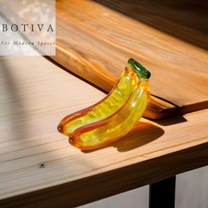 Glass Bananas Paperweight Ornament, Fruit Office Decor, Glass Tropical Fruits Desk Paperweight Gift, Unique Bananas Decor, Nature Inspired