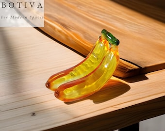 Glas Bananen Briefbeschwerer, Südfrüchte Büroeinrichtung, Natur inspiriert