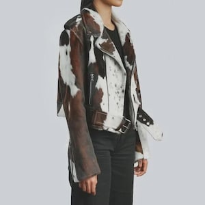 Rindsleder Lederjacke für Damen | Natürliche Haar-auf Kuh-Haut-echtem Pony-Haut-Haar