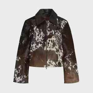 Echte Rindsleder Lederjacke für Damen | Natürliches Haar auf Kuh-Haut-Mode-Mantel