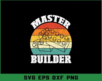 Master Builder SVG: Kids Building Blocks Construction Shirt Design (Digital Download