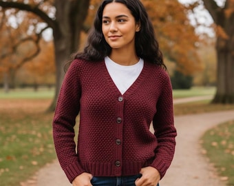 Crochet Cardigan Pattern | Easy V-Neck Sweater, Beginner Friendly (PDF)