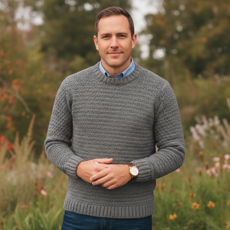 Men's Crochet Crew Neck Sweater Pattern | Easy Pullover (PDF