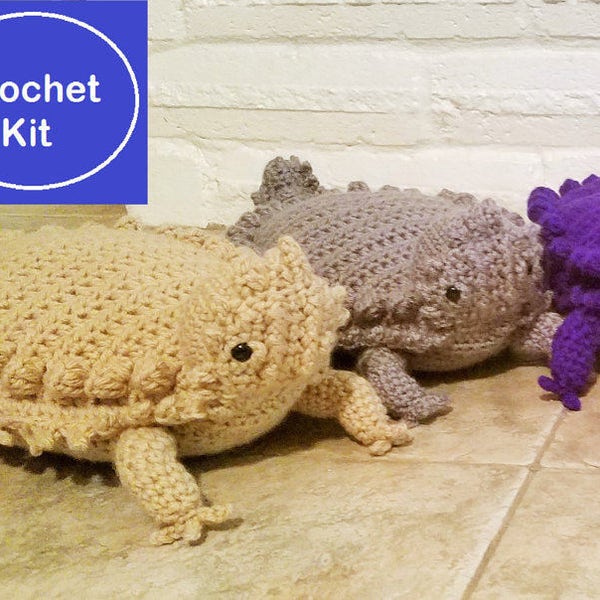 Crochet Kit Texas Horny Toad, Learn to Crochet a Texas Horned Lizard, Texas Birthday Gift