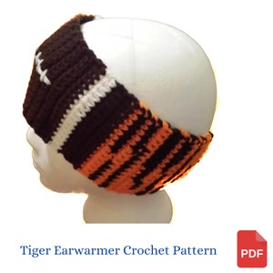 Häkelanleitung Tiger Striped Fußball Ohrenwärmer, Bengal Fußball Ohrwärmer zum häkeln, Geburtstagsgeschenk
