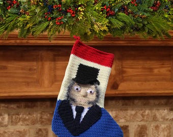 Ebenezer Scrooge Christmas Stocking Crochet Pattern PDF, A Christmas Carol Holiday Decor