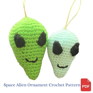 Christmas Crochet Pattern, Space Alien Christmas Ornament, UFO Themed Christmas Decor, Gift for Him