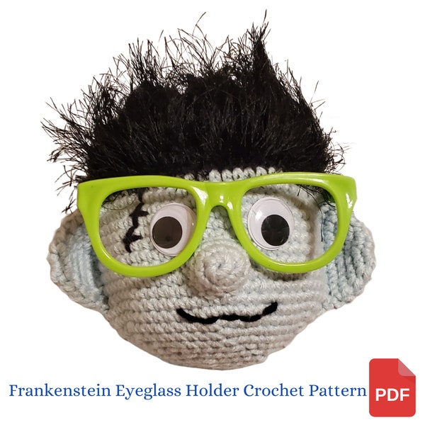 Halloween Crochet Pattern, Eyeglass Holder Crochet Pattern, Frankenstein Monster, Halloween Home Decor to Crochet