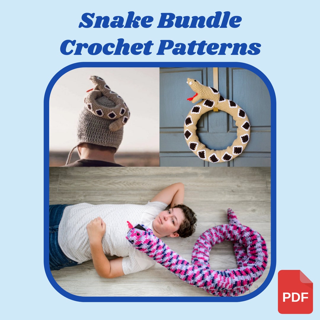 Snake Hat Pattern Snake Crochet Pattern Bundle Rattlesnake Wreath, Rattlesnake Hat, Snake ...