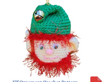 Elf Crochet Pattern, Elf Ornament, Christmas Ornament Crochet Pattern, Elf Christmas Gift