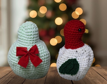 Reversible Partridge in a Pear Amigurumi, Handmade Crochet