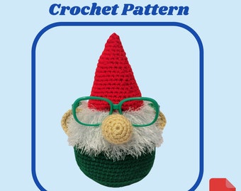 Crochet Eyeglass Holder Pattern, Gnome Crochet Pattern, Gnome Home Decor, Christmas Gift
