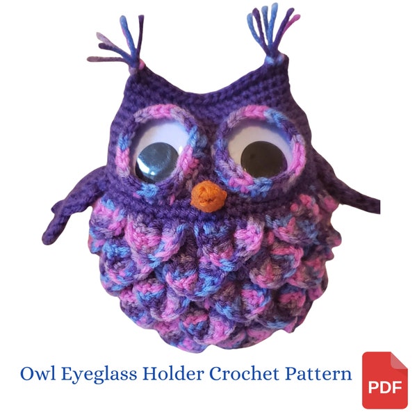 Owl Crochet Pattern, Eyeglass Holder Crochet Pattern, Crocodile Stitch Crochet, Mom Gift
