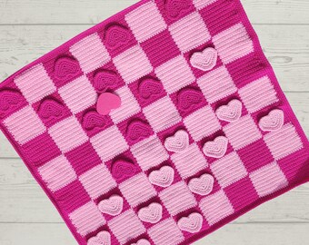 Heart Checkerboard Crochet Pattern, Valentine's Day Gift for Him