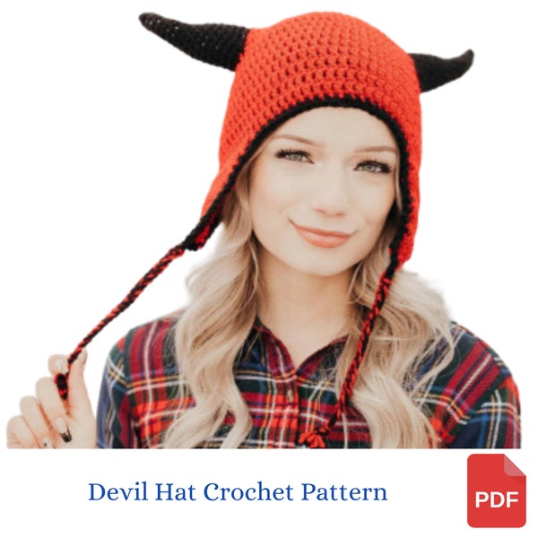 Halloween Crochet Pattern, Devil Hat Crochet Pattern, Halloween Costume