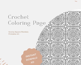 Granny Square Coloring Page, downloadable PDF