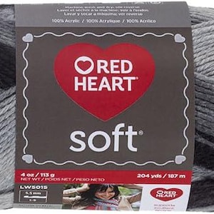 Red Heart Soft yarn, Colorway Greyscale