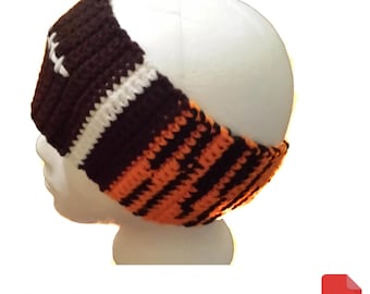 Tiger Crochet Pattern, Tiger Striped Football Earwarmer Crochet Pattern, Football Season Crochet