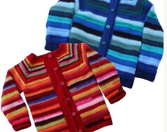 Yarn Bomb Children's Cardigan, Handmade Crochet