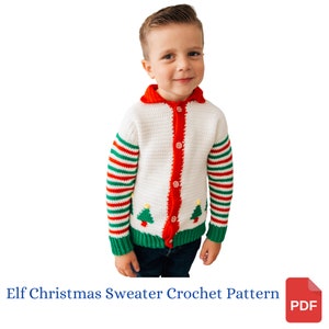 Christmas Crochet Pattern, Elf Christmas Sweater Crochet Pattern, Christmas Gift image 1