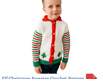 Christmas Crochet Pattern, Elf Christmas Sweater Crochet Pattern, Christmas Gift