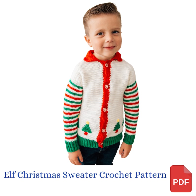 Christmas Crochet Pattern, Elf Christmas Sweater Crochet Pattern, Christmas Gift image 1