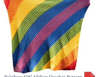 Blanket Crochet Pattern, Rainbow C2C Crochet Pattern, Scrap Blanket Crochet Pattern, Birthday Gift