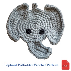 Elephant Crochet Pattern, Elephant Potholder and Elephant Panhandler, Housewarming Gift, Mom Gift