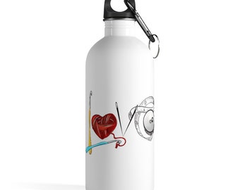 Stainless Steel Water Bottle, Love Crochet, Water Bottle for Crocheters, Crochet Gift