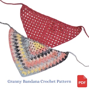 Crochet Pattern, Granny Square Bandana, Summer Fashion Crochet, Mom Gift