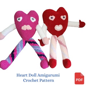 Amigurumi Crochet Pattern, Heart Doll Crochet Pattern, Valentine's Day Gift