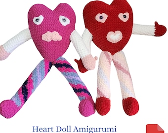 Amigurumi Crochet Pattern, Heart Doll Crochet Pattern, Birthday Gift