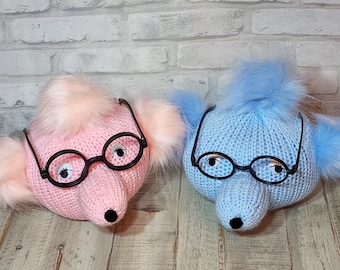 Eyeglass Holder, Handmade Loom Knit, Poodle Eyeglass Stand, Back to School Teacher Gifts