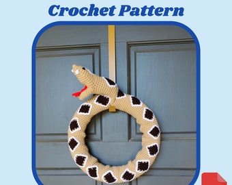 Snake Crochet Pattern, Rattlesnake Wreath Crochet Pattern, Halloween Door Hanger