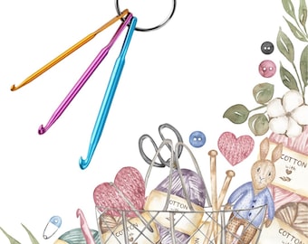 Crochet Hook Keychain, 3 Mini Crochet Hooks on a Handy Keychain, Mom Gift