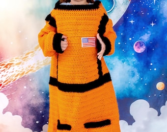 Astronaut Snuggle Blanket Crochet Pattern: Space Suit Wearable Afghan