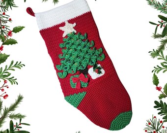 Christmas Tree Stocking Crochet Pattern PDF – Crocodile Stitch Design