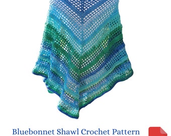 Easter Crochet Pattern, Texas Bluebonnet Shawl, Wedding Shawl Crochet Pattern, Gift for Her