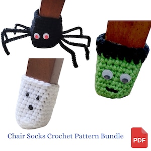 Halloween Crochet Patterns, Chair Socks Crochet Pattern Bundle, Halloween Decor