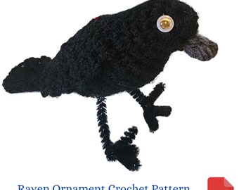 Christmas Crochet Pattern, Raven Ornament Crochet Pattern, Gothic Christmas Decorations