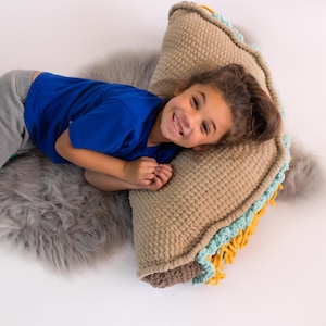 Taco Pillow Crochet Pattern using Blanket Yarn