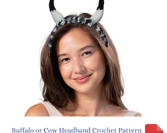 Cow Crochet Pattern, Horned Buffalo or Cow Headband Crochet Pattern, Festival Headwear