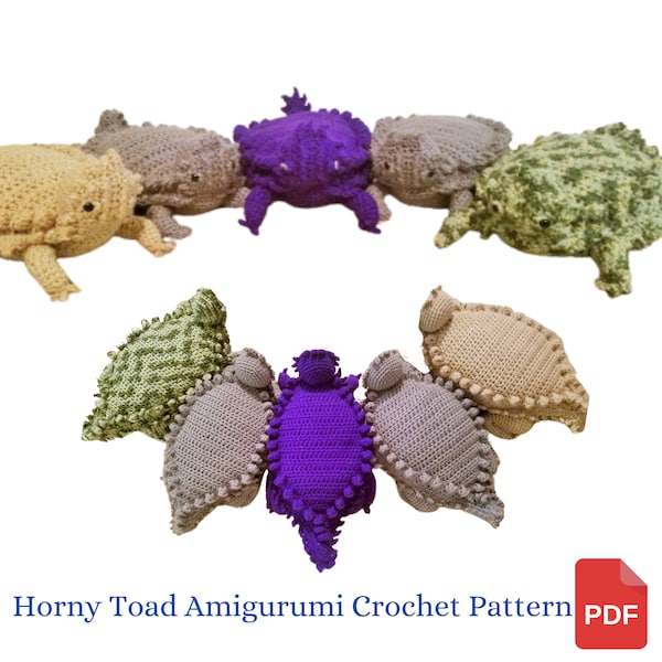 Crochet Pattern, Horny Toad Plush Toy, Texas Horned Lizard Crochet Pattern, Texas Birthday Gift