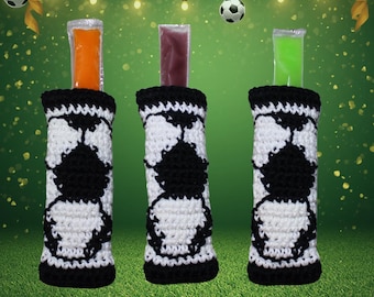 Soccer Freezer Pop Holder Crochet Pattern PDF, Sports Popsicle Cozy, Freeze Pop Sleeve