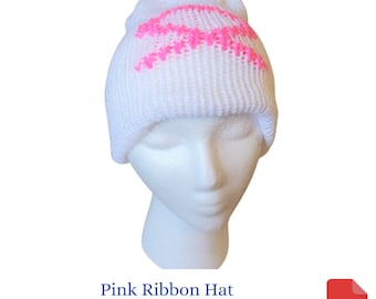 Addi Knitting Machine Pattern, Pink Ribbon Hat Pattern for Circular Knitting Machine