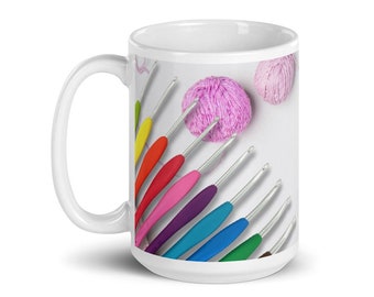 Mug en céramique avec crochets et fil graphique, Mug en céramique pour Cocheter, cadeau d'anniversaire pour maman
