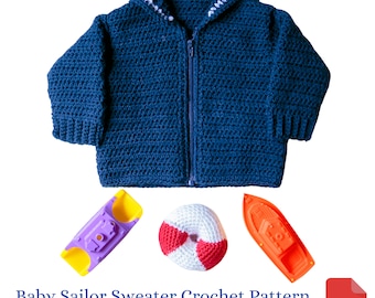 Crochet Baby Sweater Pattern Sailor, Crackerjack Baby Sweater Crochet Pattern, Baby Shower Gift