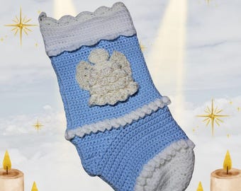 Angel Christmas Stocking Crochet Pattern, DIY Angel Holiday Decor