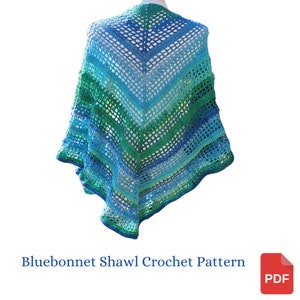 Shawl Crochet Pattern, Texas Bluebonnet Shawl, Wedding Shawl Pattern, Mom Gift